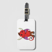 Cute Red Devil Character Thinking Mischievous Bagagelabel (Voorkant (verticaal))