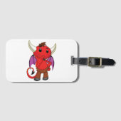 Cute Red Devil Character Thinking Mischievous Bagagelabel (Voorkant (horizontaal))