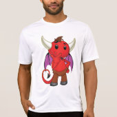 Cute Red Devil Character Thinking Mischievous T-shirt (Voorkant)