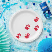 Cute Red Dog Paw Prins Papieren Bordje (Feest)