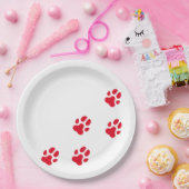 Cute Red Dog Paw Prins Papieren Bordje (Feest)
