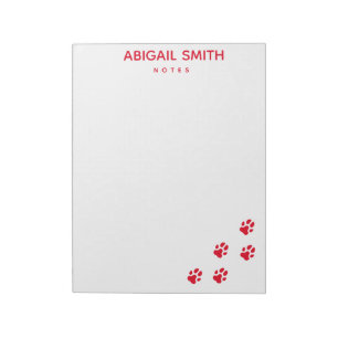 Cute Red Dog Paw Prints - Persoonlijk Notitieblok