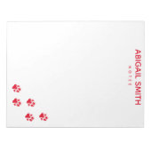 Cute Red Dog Paw Prints - Persoonlijk Notitieblok (Voorkant)