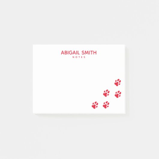 Cute Red Dog Paw Prints - Persoonlijk Post-it® Notes (Voorkant)