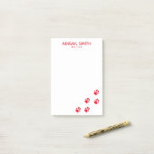 Cute Red Dog Paw Prints - Persoonlijk Post-it® Notes (Op bureau)