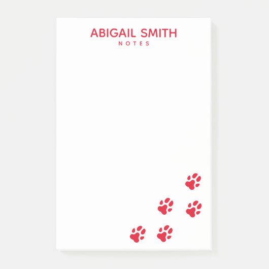 Cute Red Dog Paw Prints - Persoonlijk Post-it® Notes (Voorkant)