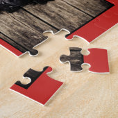 Cute Red Dog Puppy 2 Kerstmis met fotocollage Legpuzzel (Zijkant)