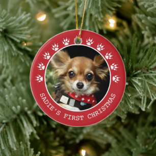 Cute Red Dog schildert Prins Lijst Kerstmis Keramisch Ornament