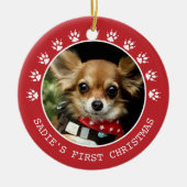 Cute Red Dog schildert Prins Lijst Kerstmis Keramisch Ornament (Voorkant)
