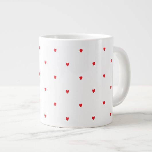 Cute Red Doodle Hearts White Classy Elegant Trendy Grote Koffiekop (Voorkant rechts)