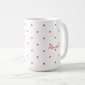 Cute Red Doodle Hearts White Classy Monogram Name Koffiemok (Voorkant rechts)