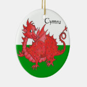 Cute Red Dragon, Green and White Ceramic Ornament (Rechts)