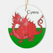 Cute Red Dragon, Green and White Ceramic Ornament (Links)
