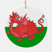 Cute Red Dragon, Green and White Ceramic Ornament (Achterkant)