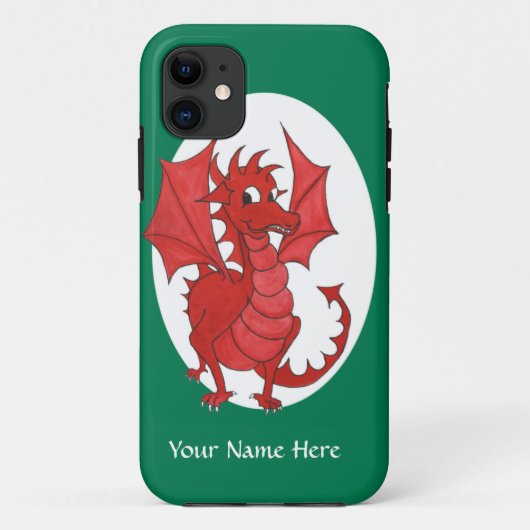 Cute Red Dragon iPhone 5/5s Hoesje aan Personalise (Achterkant)
