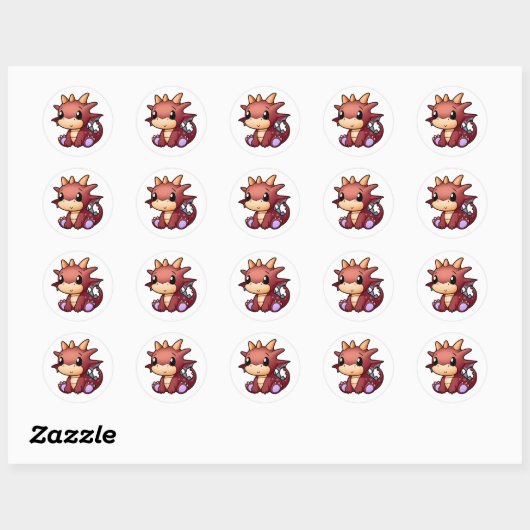 Cute Red Dragon Ronde Sticker (Vel)