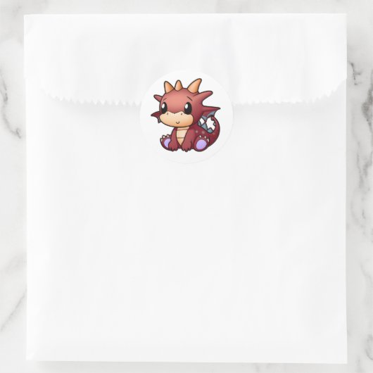 Cute Red Dragon Ronde Sticker (Tas)