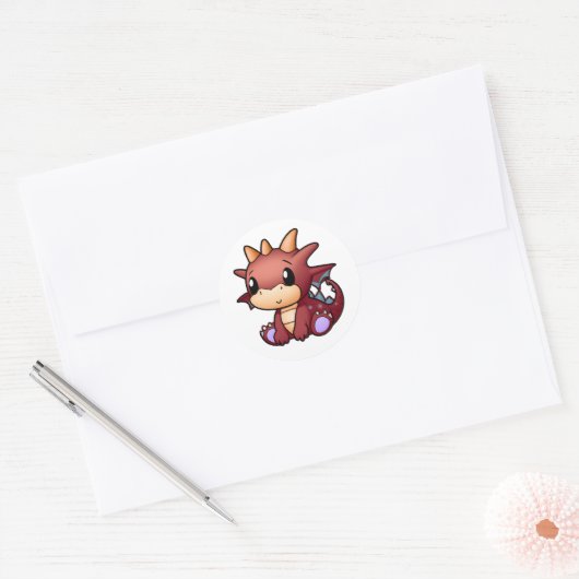 Cute Red Dragon Ronde Sticker (Envelop)