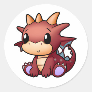 Cute Red Dragon Ronde Sticker