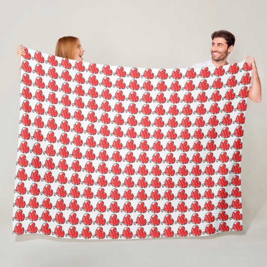 Cute Red Drawn Hearts Pattern Fleece Deken (In situ)