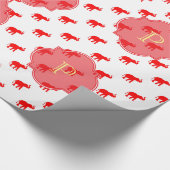 Cute red elephant monogram cadeaupapier (Hoek)