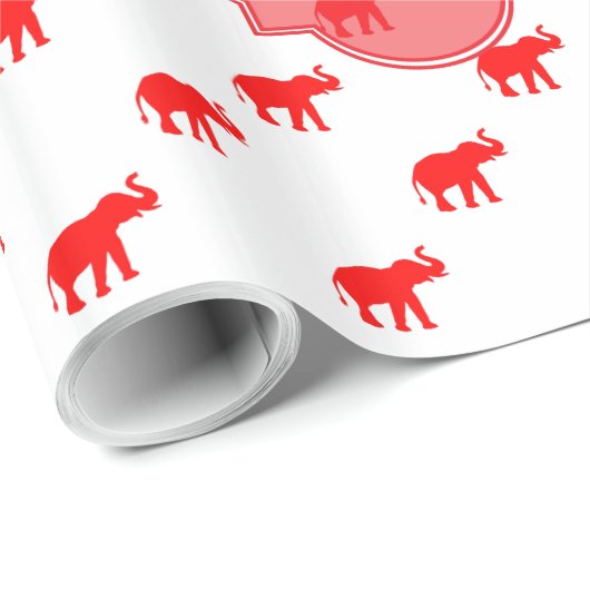 Cute red elephant monogram cadeaupapier (Rol Hoek)