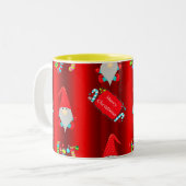 Cute Red Elves Kerstmis Tweekleurige Koffiemok (Voorkant links)