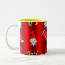 Cute Red Elves Kerstmis Tweekleurige Koffiemok