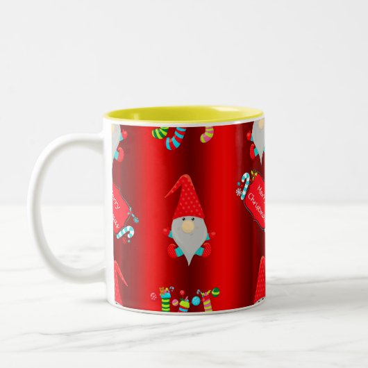 Cute Red Elves Kerstmis Tweekleurige Koffiemok (Links)