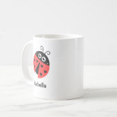 Cute Red en Black Ladybug met hart voor meisjes Koffiemok (Voorkant links)