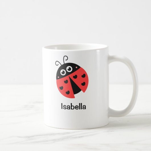 Cute Red en Black Ladybug met hart voor meisjes Koffiemok (Rechts)