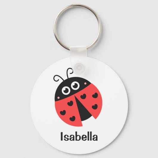 Cute Red en Black Ladybug met hart voor meisjes Sleutelhanger (Voorkant)
