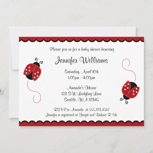 Cute Red en Black Ladybugs-Baby shower Kaart (Voorkant)