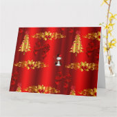 Cute Red en Gold Kerstmis Kaart (Gele Bloem)
