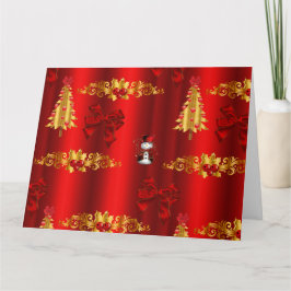 Cute Red en Gold Kerstmis Kaart