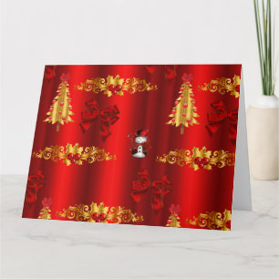 Cute Red en Gold Kerstmis Kaart