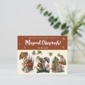 Cute Red en Gold Merry Magic Mushroom Kerstmis H Feestdagenkaart (Staand voorkant)