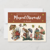 Cute Red en Gold Merry Magic Mushroom Kerstmis H Feestdagenkaart (Voorkant)