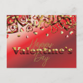 Cute Red en Gold Striped Hearts Valentijnsdag Briefkaart (Voorkant)