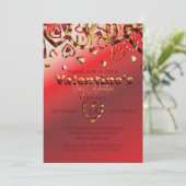 Cute Red en Gold Striped Hearts Valentijnsdag Kaart (Staand voorkant)