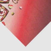 Cute Red en Gold Striped Hearts Valentijnsdag Tissuepapier (Detail)