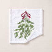 Cute Red en Green Botanical Kerstmis Bad Handdoek (Wasdoekje)
