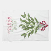 Cute Red en Green Botanical Kerstmis Theedoek (Horizontaal)