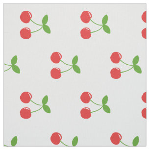 Cute Red en Green Cherries op White Stof