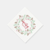 Cute Red en Green Holly en Pine Kerstmis Wreater Servet (Hoek)