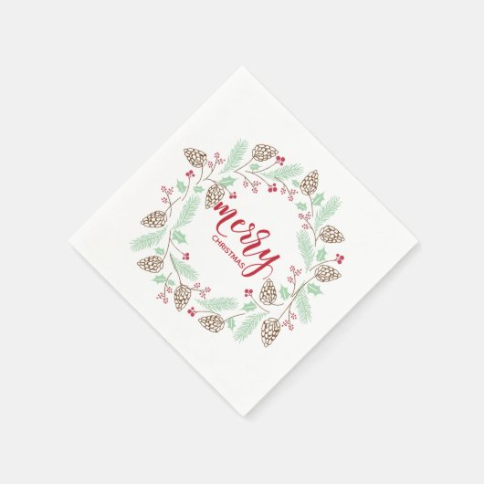 Cute Red en Green Holly en Pine Kerstmis Wreater Servet (Hoek)
