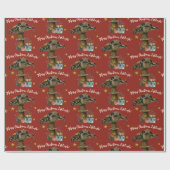 Cute Red en Green Mushroom met kerstmis - Aangepas Cadeaupapier (Vlak)
