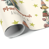 Cute Red en Green Mushroom met kerstmis - Aangepas Cadeaupapier (Rol Hoek)