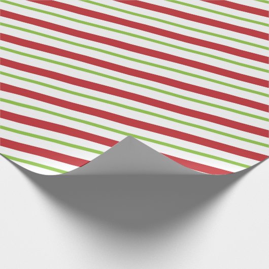 Cute Red en Green Peppermint Candy Cane Cadeaupapier (Hoek)
