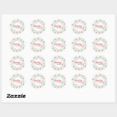 Cute Red en Green Pine en Holly Kerstmis Ronde Sticker (Vel)